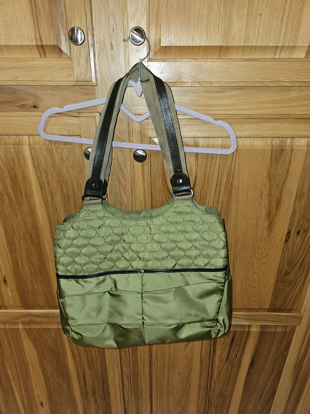 Green Quilted Top-Handle Diaper Tote Bag - Women's Shoulder Bag